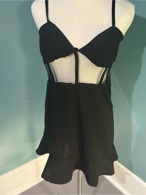 Black Mesh Babydoll Chemise Lingerie | Approx. Medium